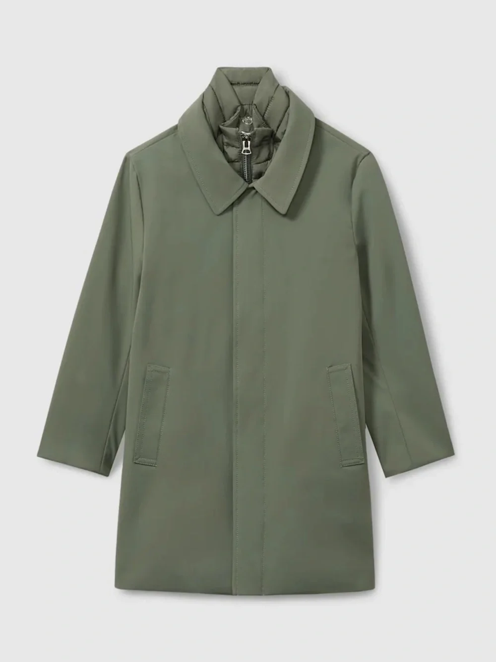Reiss Sage Green Logan 6-7 yrs Gabardine Coat Removable Gilet Hybrid Funnel $175